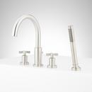 VASSOR 4-HOLE ROMAN TUB FAUCET AND HAND SHOWER WITH ROUGH-IN VALVE - BRUSHED NICKEL 