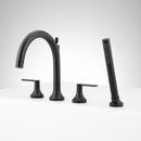 LENTZ 4-HOLE ROMAN TUB FAUCET AND HAND SHOWER - LEVER HANDLES - MATTE BLACK 