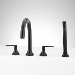 Roman Tub Faucet and Hand Shower in Matte Black with Lever Handles