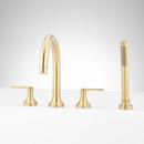 Roman Tub Faucet and Hand Shower in Brushed Gold with Rough-In Valve