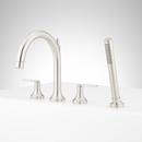 LENTZ 4-HOLE ROMAN TUB FAUCET AND HAND SHOWER WITH ROUGH-IN VALVE - LEVER HANDLES - BRUSHED NICKEL 