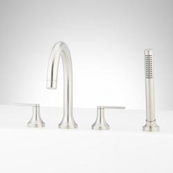 Roman Tub Faucet and Hand Shower in Brushed Nickel with Rough-In Valve
