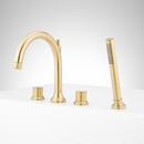 LENTZ 4-HOLE ROMAN TUB FAUCET AND HAND SHOWER - KNOB HANDLES - BRUSHED GOLD 