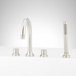 Roman Tub Faucet and Hand Shower in Brushed Nickel with Knob Handles