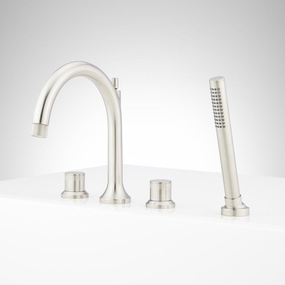Signature Hardware Brushed Nickel Roman Tub Faucet and Hand Shower Set in - Valve Included 