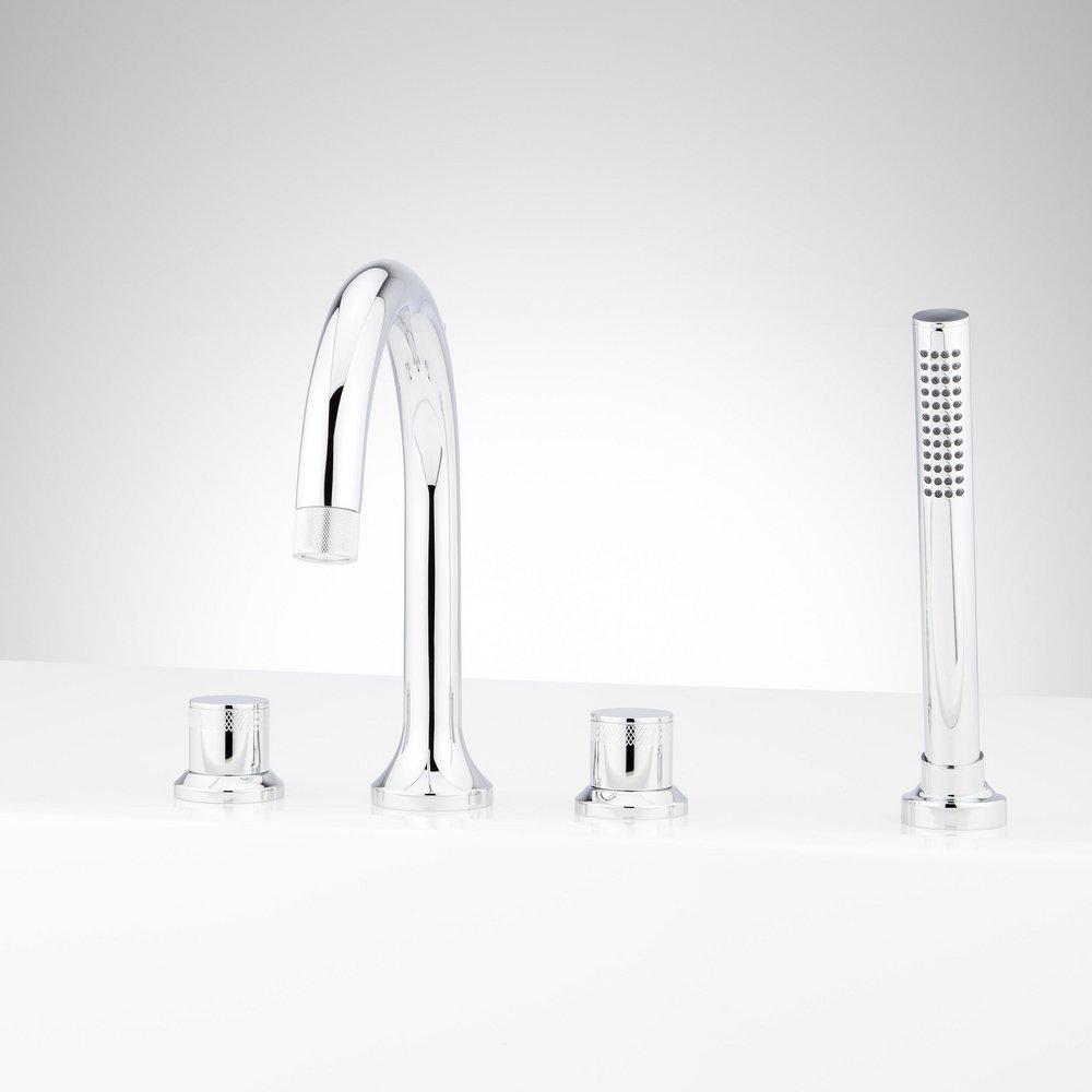 Signature Hardware Chrome Roman Tub Faucet and Hand Shower Set in - Valve Included 