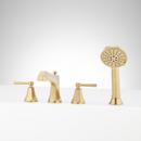 Roman Tub Faucet and Hand Shower in Brushed Gold with Lever Handles