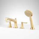 ELITA 4-HOLE ROMAN TUB FAUCET AND HAND SHOWER WITH ROUGH-IN VALVE - LEVER HANDLES - BRUSHED GOLD 