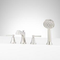 Roman Tub Faucet and Hand Shower in Brushed Nickel with Rough-In Valve