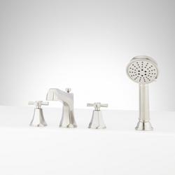 Roman Tub Faucet and Hand Shower in Brushed Nickel with Cross Handles