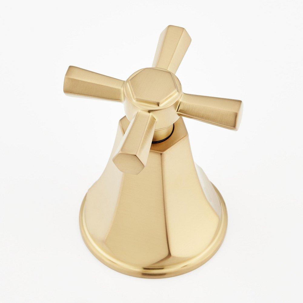 ELITA 4-HOLE ROMAN TUB FAUCET AND HAND SHOWER WITH ROUGH-IN VALVE - CROSS HANDLES - BRUSHED GOLD 