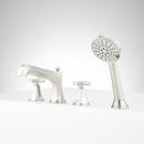 ELITA 4-HOLE ROMAN TUB FAUCET AND HAND SHOWER WITH ROUGH-IN VALVE - CROSS HANDLES - BRUSHED NICKEL 