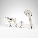 ELITA 4-HOLE ROMAN TUB FAUCET AND HAND SHOWER WITH ROUGH-IN VALVE - CROSS HANDLES - POLISHED NICKEL 