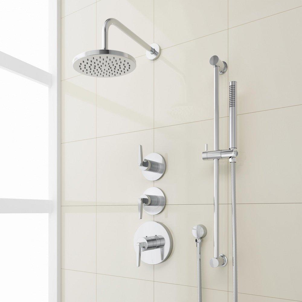 DREA THERMOSTATIC SHOWER SYSTEM WITH SLIDE BAR AND HAND SHOWER - CHROME 