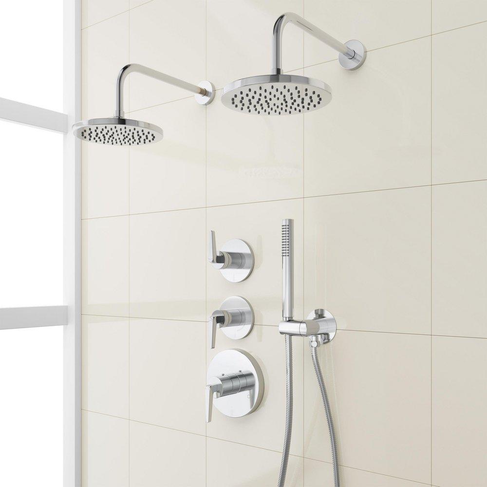 DREA THERMOSTATIC SHOWER SYSTEM WITH DUAL SHOWERHEADS AND HAND SHOWER - CHROME 