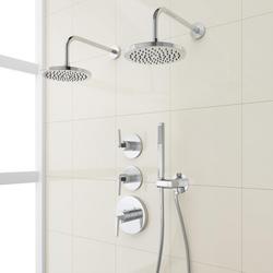 Shower System with Dual Showerheads and Hand Shower in Chrome