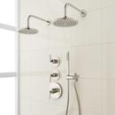 Shower System with Dual Showerheads and Hand Shower in Brushed Nickel