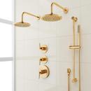 Shower System with Dual Showerheads, Slide Bar and Hand Shower in Brushed Gold