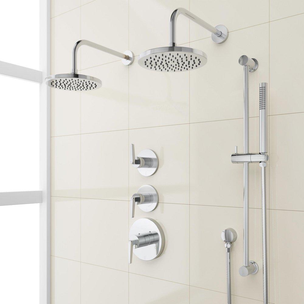 DREA THERMOSTATIC SHOWER SYSTEM WITH DUAL SHOWERHEADS SLIDE BAR AND HAND SHOWER - CHROME 