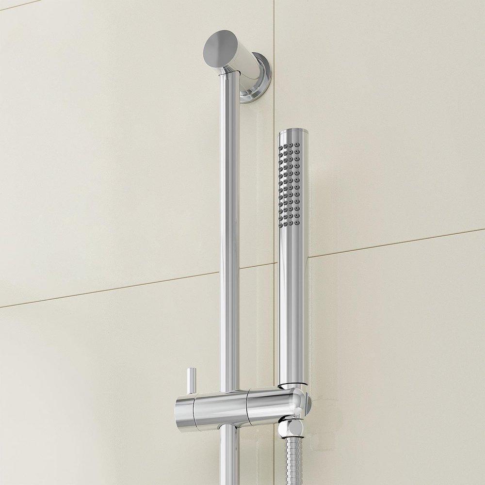 DREA THERMOSTATIC SHOWER SYSTEM WITH DUAL SHOWERHEADS SLIDE BAR AND HAND SHOWER - CHROME 