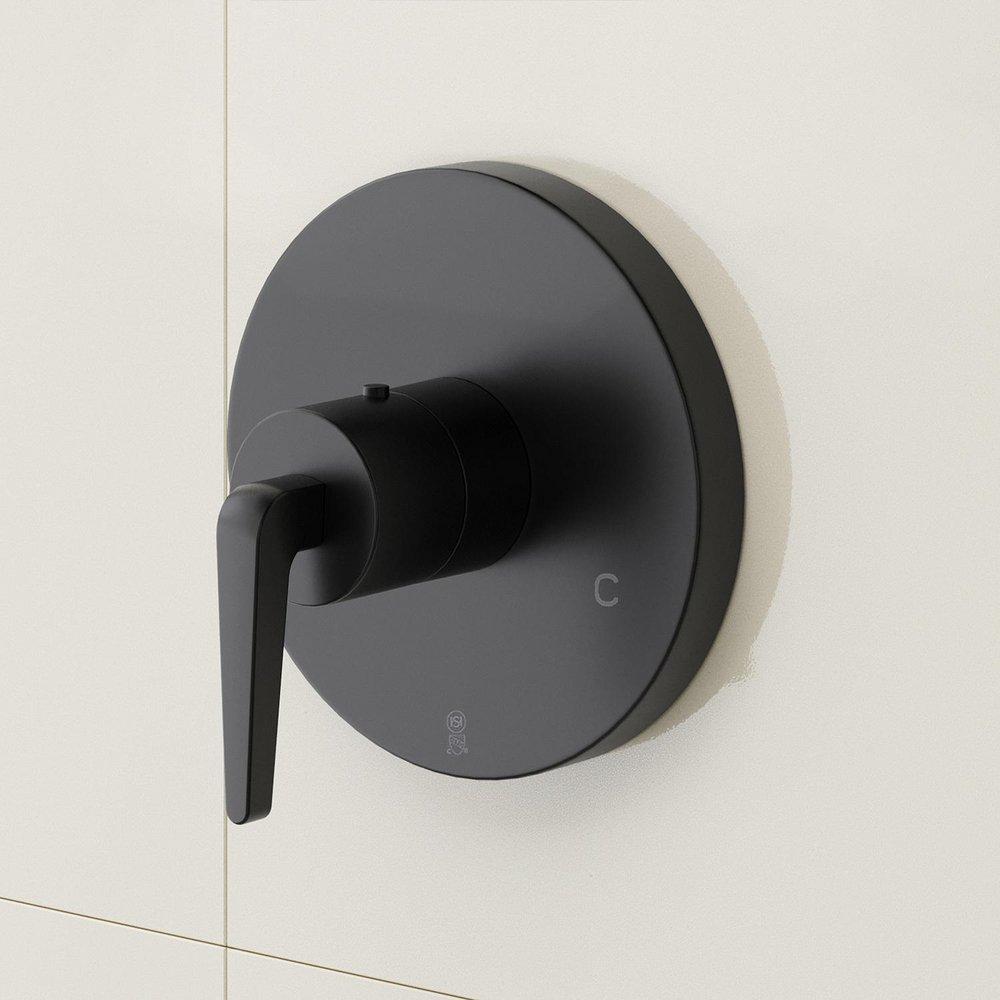Signature Hardware Matte Black Shower System with Dual Showerheads, Slide Bar and Hand Shower 