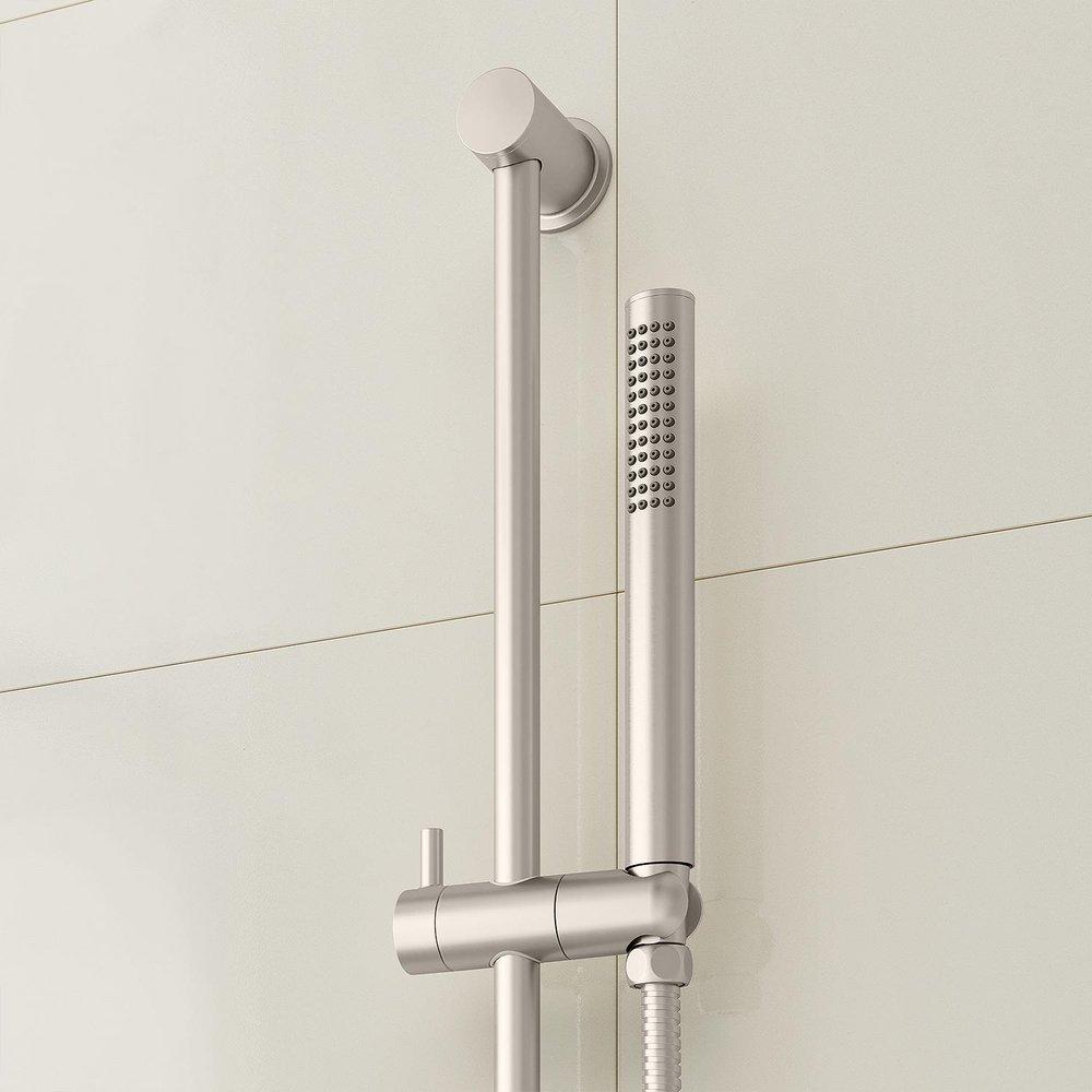 DREA THERMOSTATIC SHOWER SYSTEM WITH DUAL SHOWERHEADS SLIDE BAR AND HAND SHOWER - BRUSHED NICKEL 