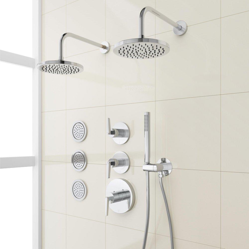DREA THERMOSTATIC SHOWER SYSTEM WITH 3 BODY SPRAYS AND HAND SHOWER - CHROME 