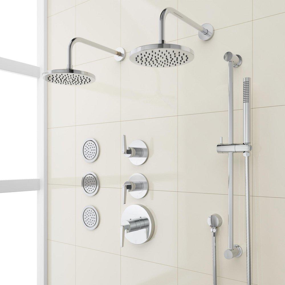 DREA THERMOSTATIC SHOWER SYSTEM WITH 3 BODY SPRAYS SLIDE BAR AND HAND SHOWER - CHROME 