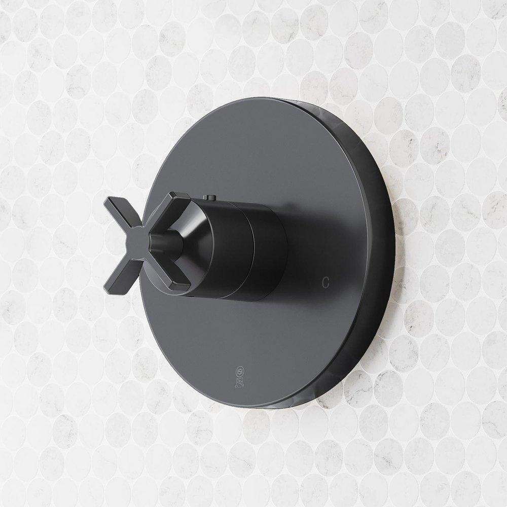 VASSOR THERMOSTATIC SHOWER VALVE TRIM AND 3/4 ROUGH-IN VALVE - MATTE BLACK 
