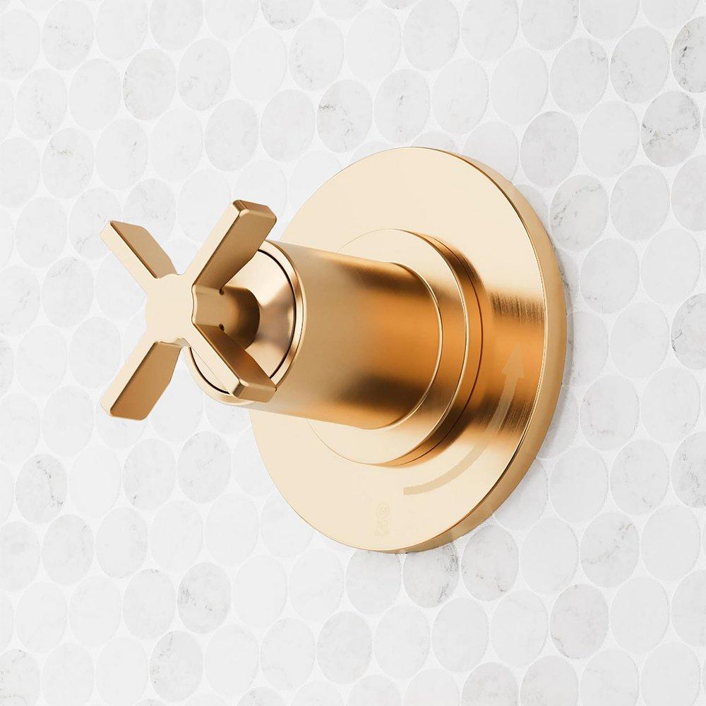 VASSOR IN-WALL SHOWER VOLUME CONTROL HANDLE AND 1/2 ROUGH-IN VALVE - BRUSHED GOLD 