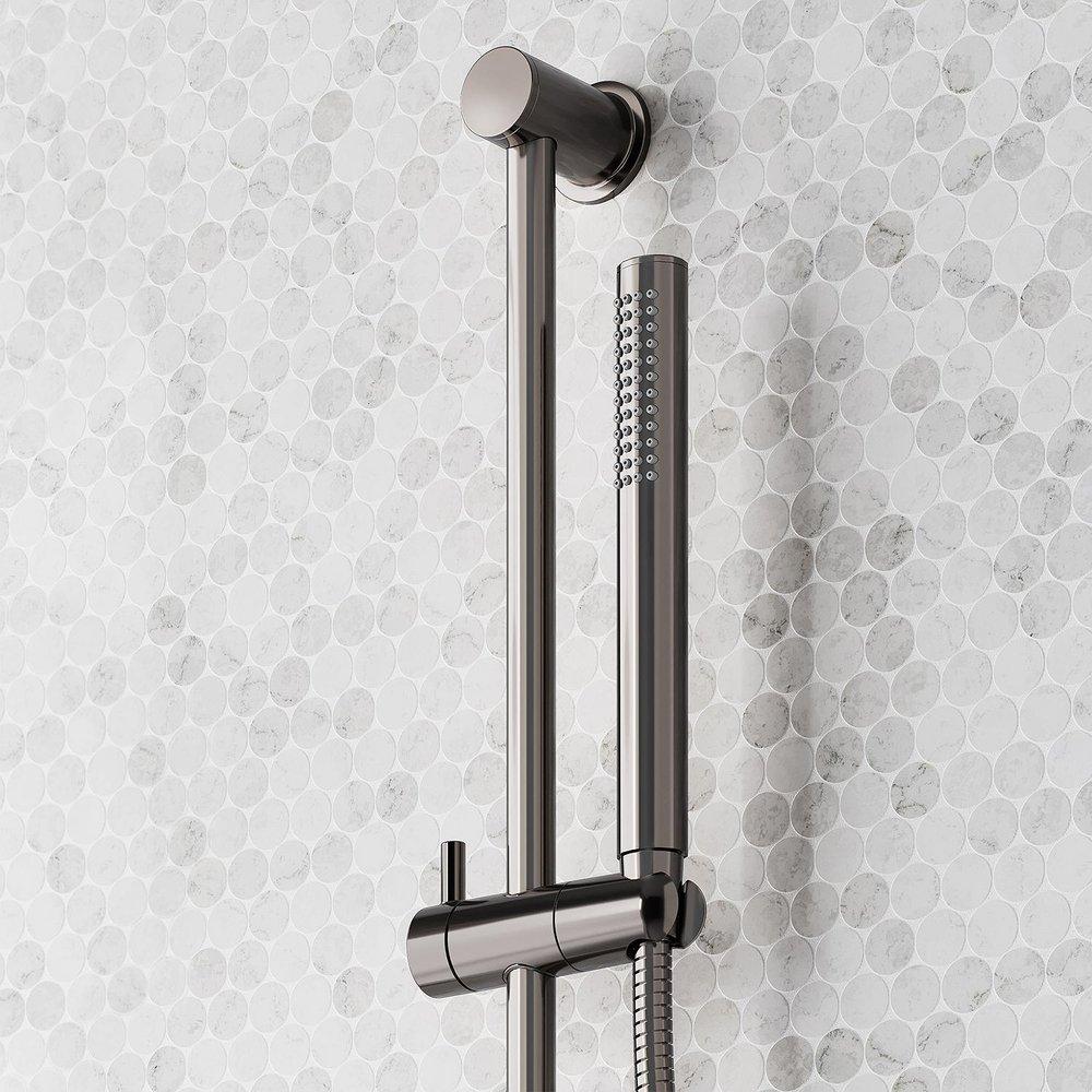 VASSOR THERMOSTATIC SHOWER SYSTEM WITH SLIDE BAR AND HAND SHOWER - GUNMETAL 