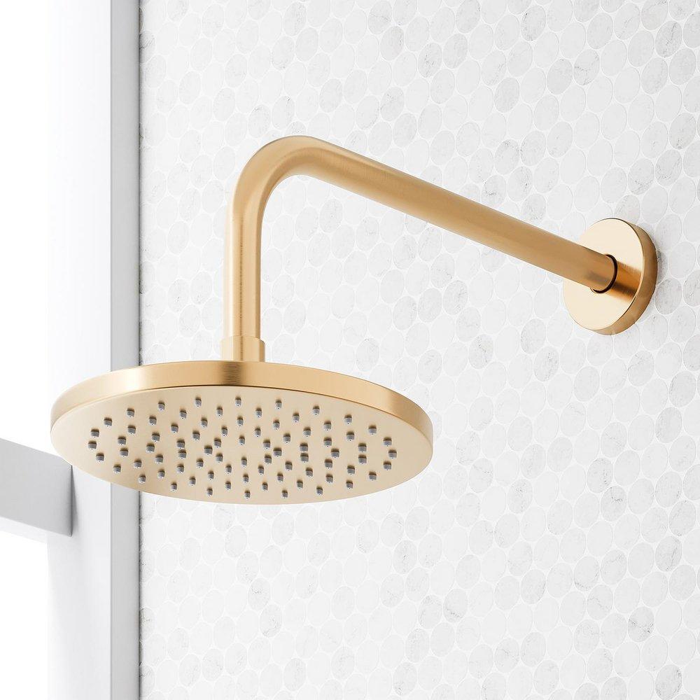 VASSOR THERMOSTATIC SHOWER SYSTEM WITH DUAL SHOWERHEADS SLIDE BAR AND HAND SHOWER - BRUSHED GOLD 