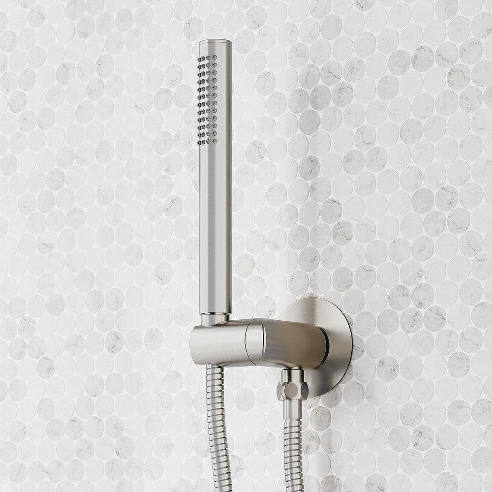 VASSOR THERMOSTATIC SHOWER SYSTEM WITH 3 BODY SPRAYS AND HAND SHOWER - BRUSHED NICKEL 
