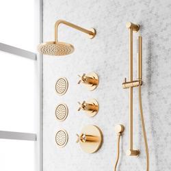 Shower System with 3 Body Sprays, Slide Bar and Hand Shower in Brushed Gold