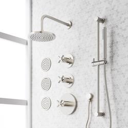 Shower System with 3 Body Sprays, Slide Bar and Hand Shower in Brushed Nickel