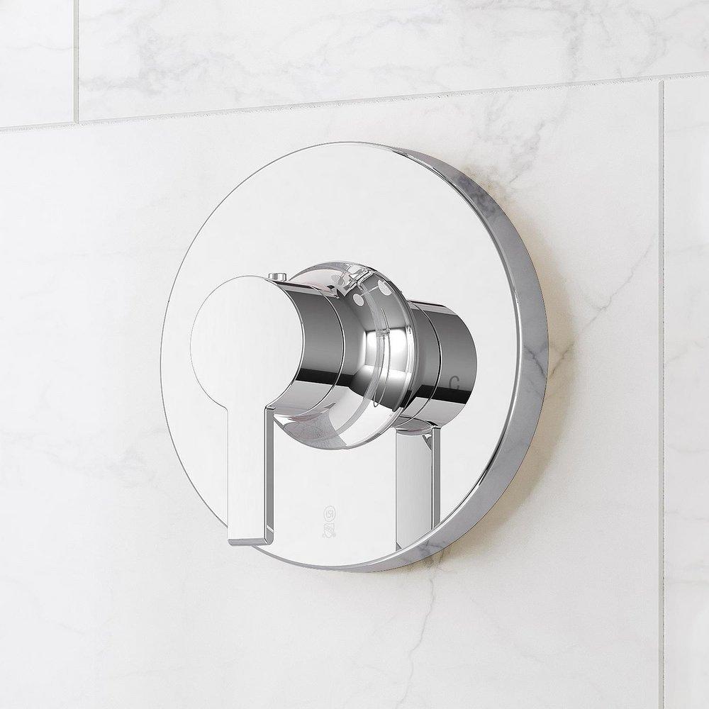 LENTZ THERMOSTATIC SHOWER VALVE TRIM AND 1/2 ROUGH-IN VALVE - LEVER HANDLE - CHROME 