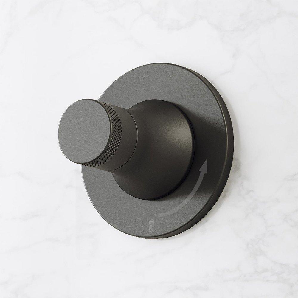 LENTZ IN-WALL SHOWER VOLUME CONTROL HANDLE AND 3/4 ROUGH-IN VALVE - KNOB HANDLE - MATTE BLACK 