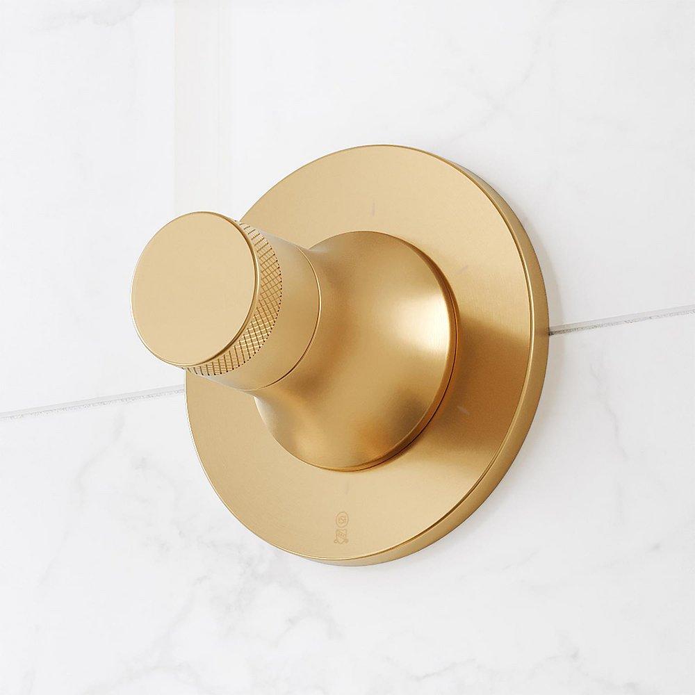 LENTZ THERMOSTATIC SHOWER SYSTEM WITH SLIDE BAR AND HAND SHOWER - KNOB HANDLES - BRUSHED GOLD 