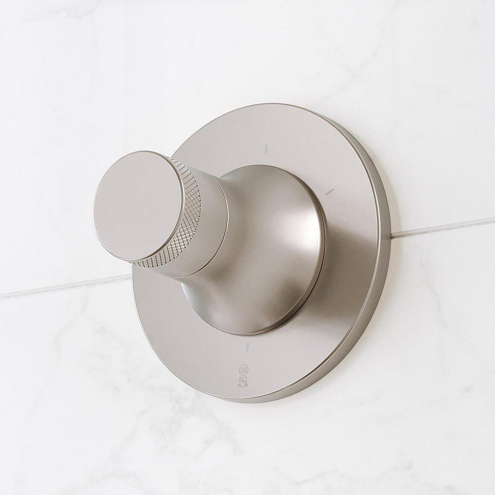 LENTZ THERMOSTATIC SHOWER SYSTEM WITH SLIDE BAR AND HAND SHOWER - KNOB HANDLES - BRUSHED NICKEL 