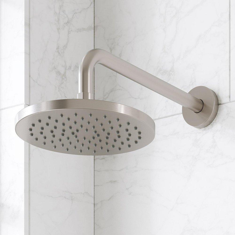 LENTZ THERMOSTATIC SHOWER SYSTEM WITH SLIDE BAR AND HAND SHOWER - KNOB HANDLES - BRUSHED NICKEL 