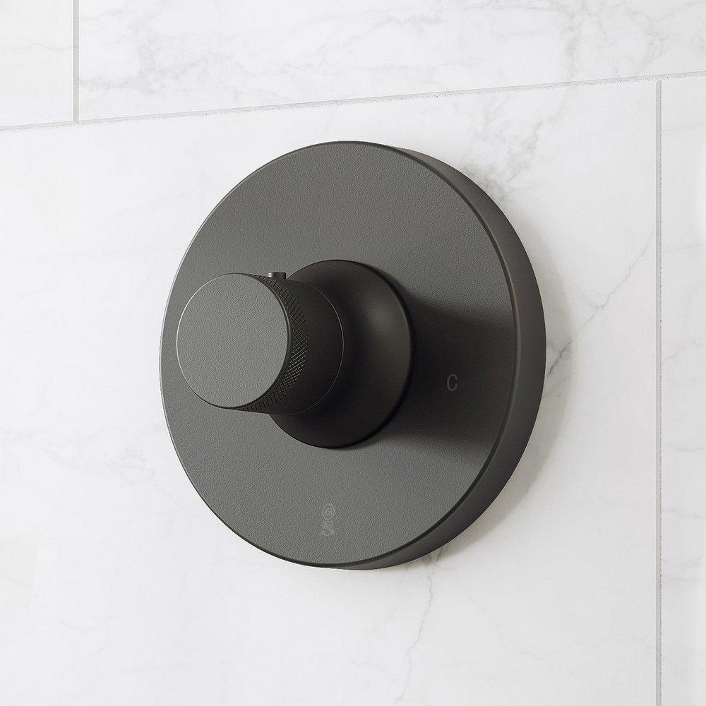 LENTZ THERMOSTATIC SHOWER SYSTEM - DUAL SHOWERHEADS SLIDE BAR AND HAND SHOWER - KNOB - MATTE BLACK 