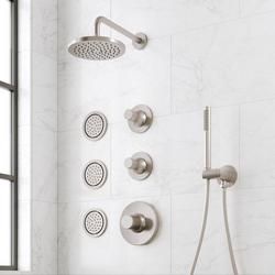 Shower System with 3 Body Sprays and Hand Shower in Brushed Nickel
