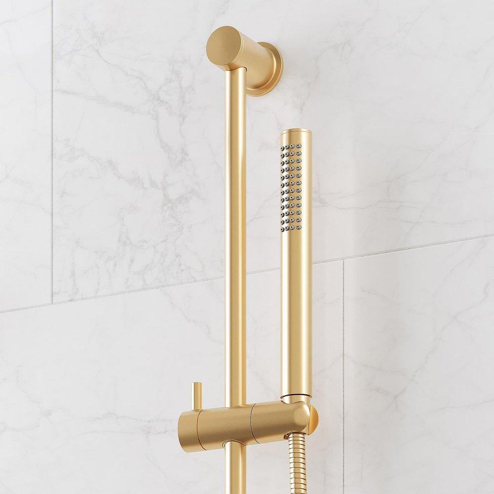 LENTZ THERMOSTATIC SHOWER SYSTEM - 3 BODY SPRAYS SLIDE BAR AND HAND SHOWER - LEVER - BRUSHED GOLD 