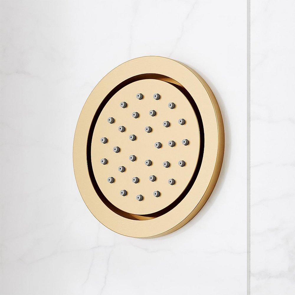 LENTZ THERMOSTATIC SHOWER SYSTEM - 3 BODY SPRAYS SLIDE BAR AND HAND SHOWER - LEVER - BRUSHED GOLD 