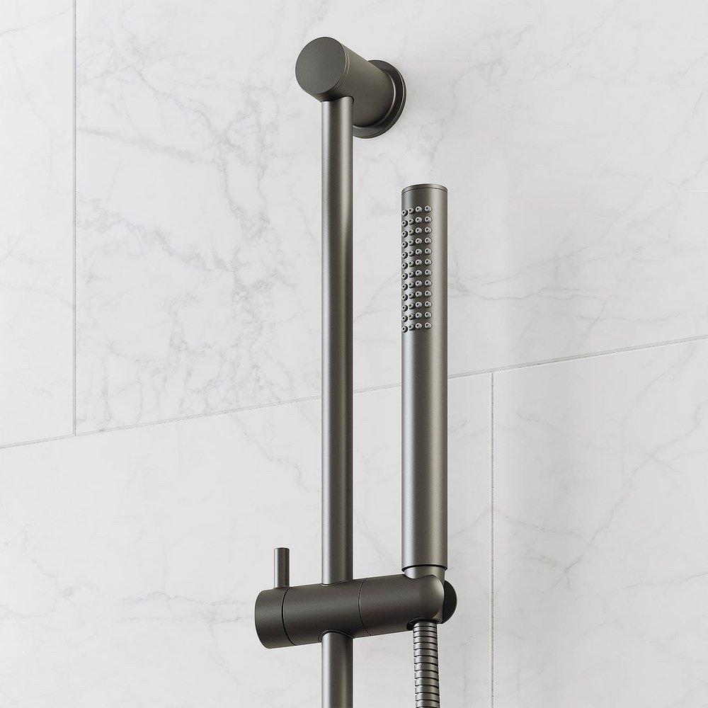 LENTZ THERMOSTATIC SHOWER SYSTEM - 3 BODY SPRAYS SLIDE BAR AND HAND SHOWER - LEVER - MATTE BLACK 