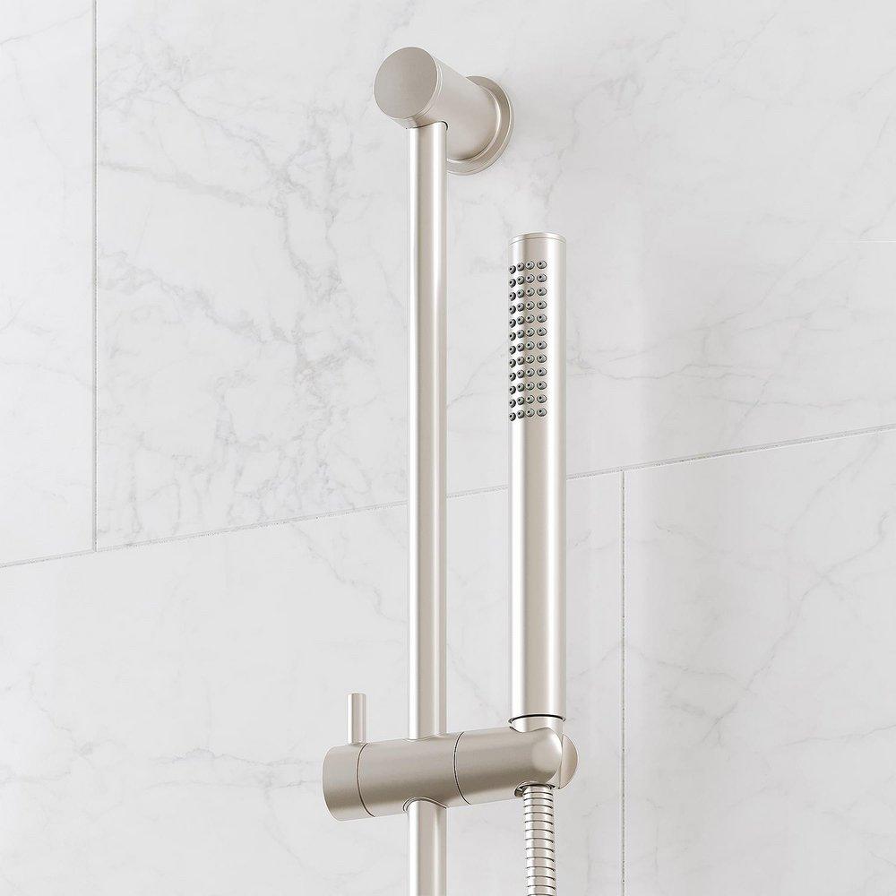 LENTZ THERMOSTATIC SHOWER SYSTEM - 3 BODY SPRAYS SLIDE BAR AND HAND SHOWER - LEVER - BRUSHED NICKEL 