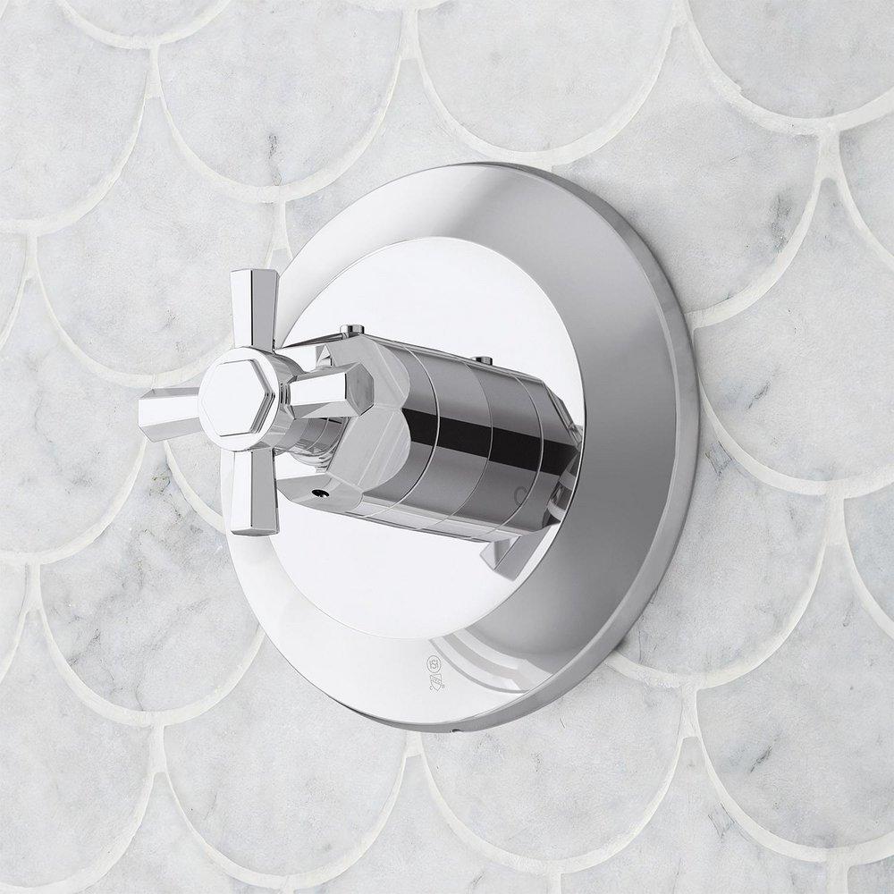 ELITA THERMOSTATIC SHOWER VALVE TRIM AND 3/4 ROUGH-IN VALVE - CROSS HANDLE - CHROME 
