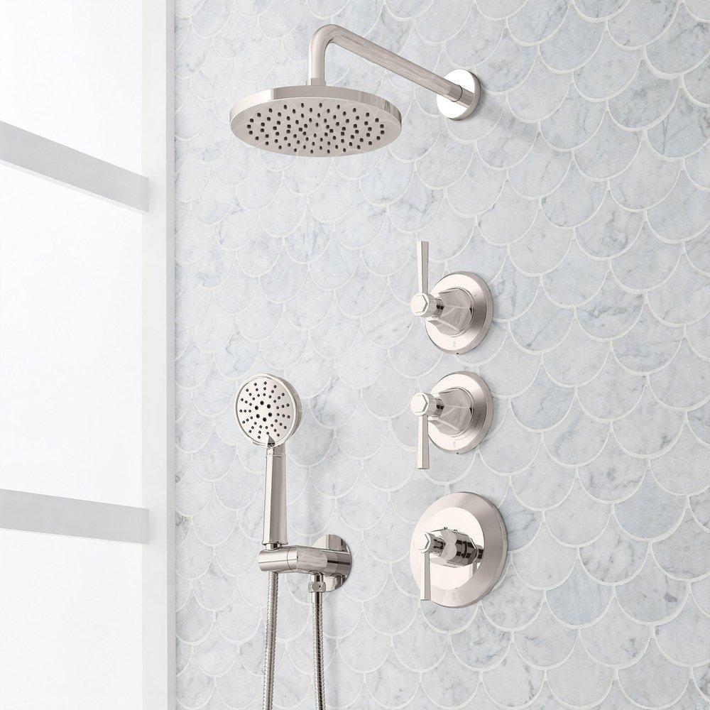 ELITA THERMOSTATIC SHOWER SYSTEM WITH HAND SHOWER - LEVER HANDLES - POLISHED NICKEL 