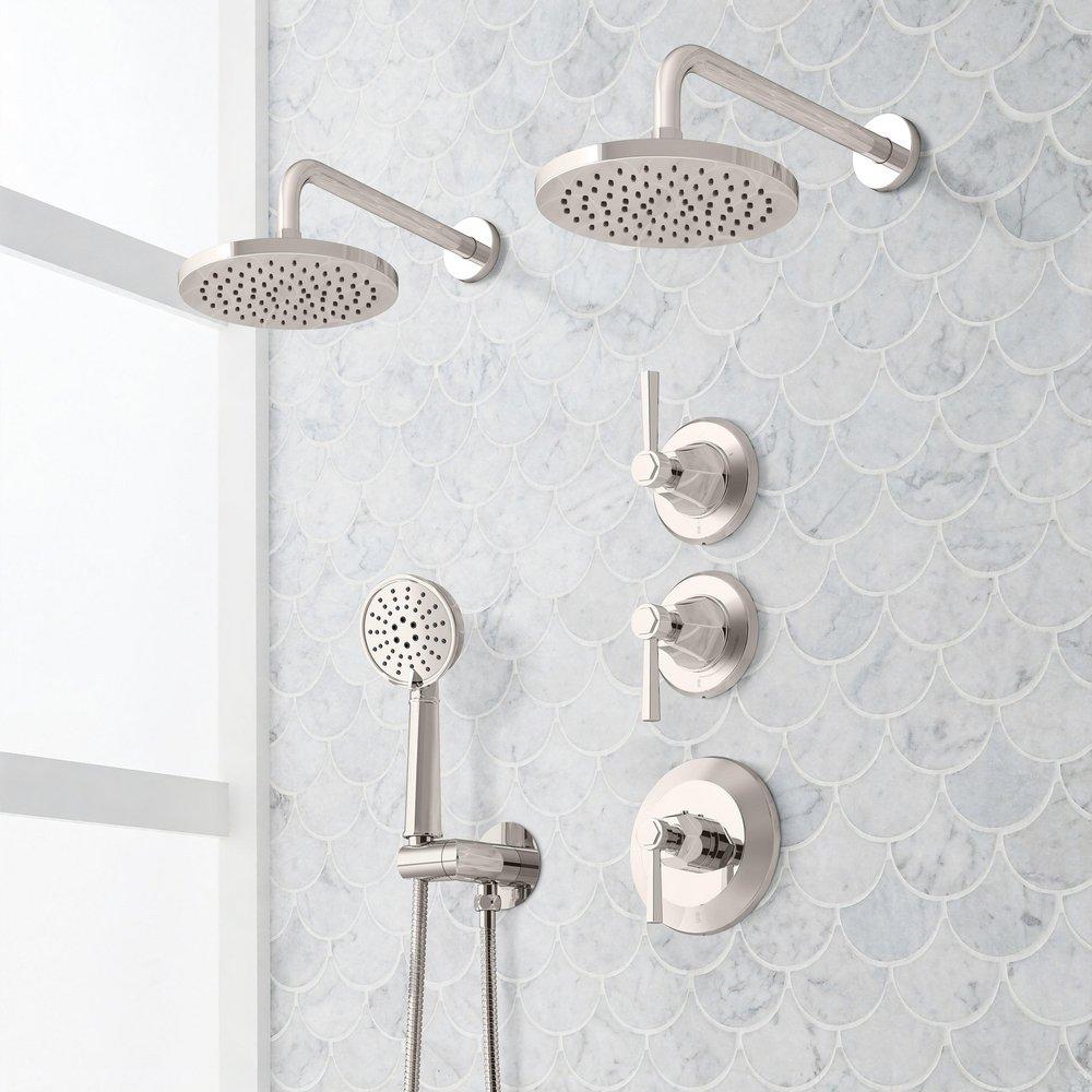 ELITA THERMOSTATIC SHOWER SYSTEM WITH DUAL SHOWERHEADS AND HAND SHOWER - LEVER - POLISHED NICKEL 