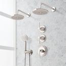 Shower System with Dual Showerheads and Hand Shower in Polished Nickel